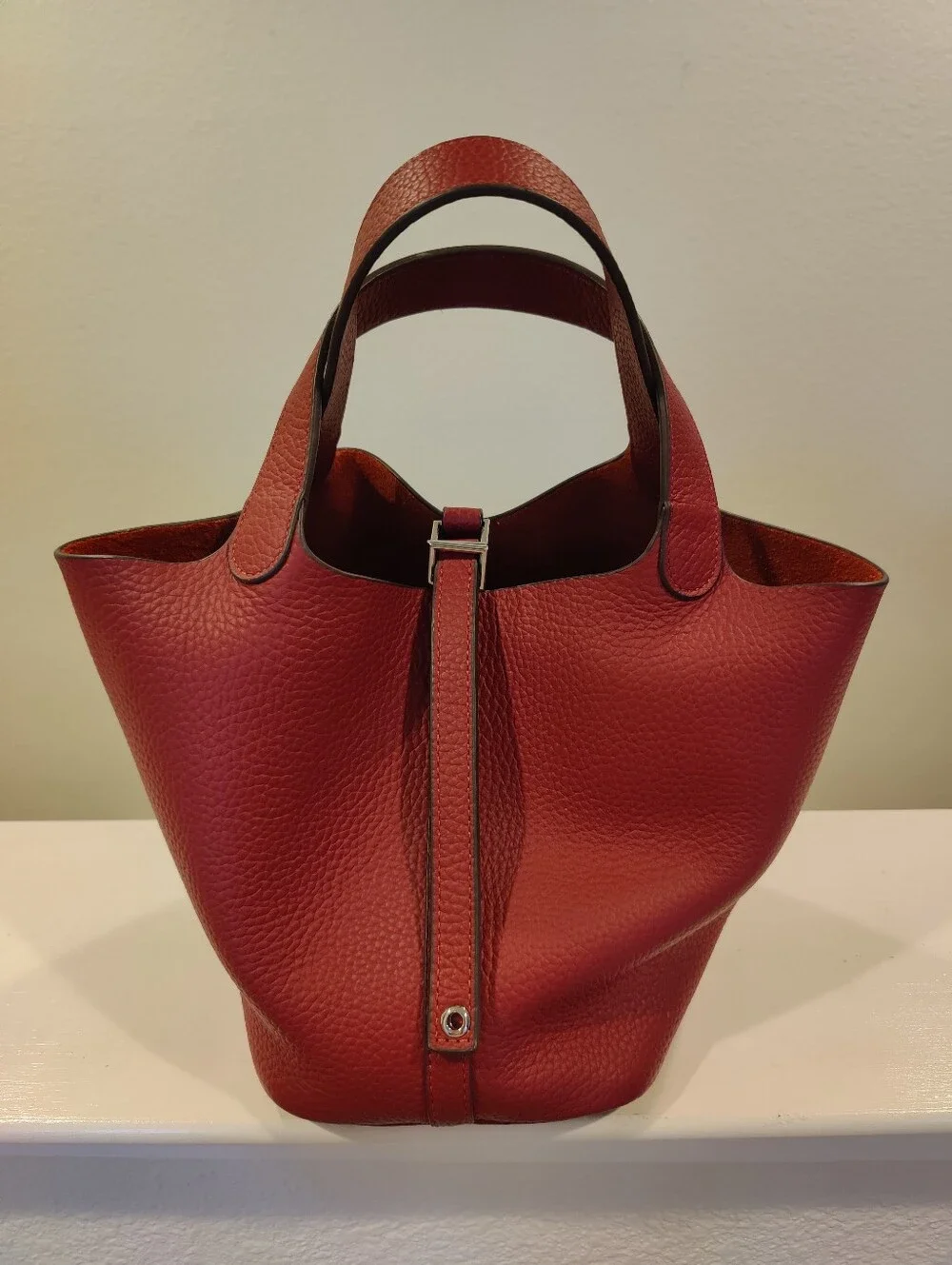 Burgundy Maroon Red Genuine Leather Top Handle Bag